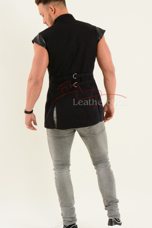 Leather battle vest back view