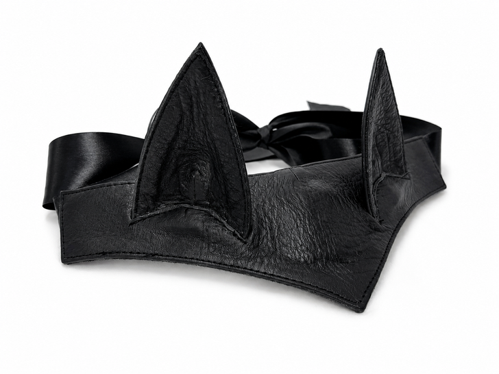 real leather cat ears mask costume accessory