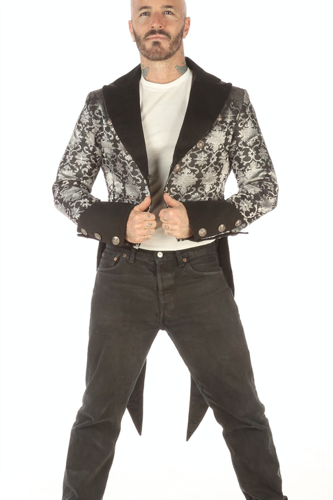 Victorian Tailcoat Silver on Black Brocade