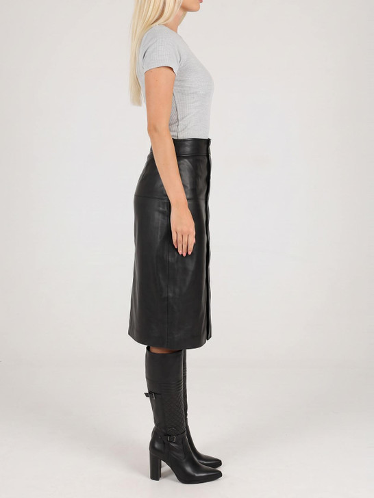 Knee Length Leather Skirt - Right