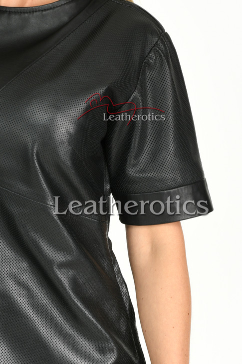 Womens Leather TShirt 5- details
