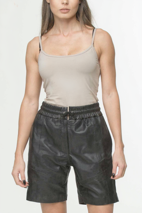 Black Leather Shorts Perforated
