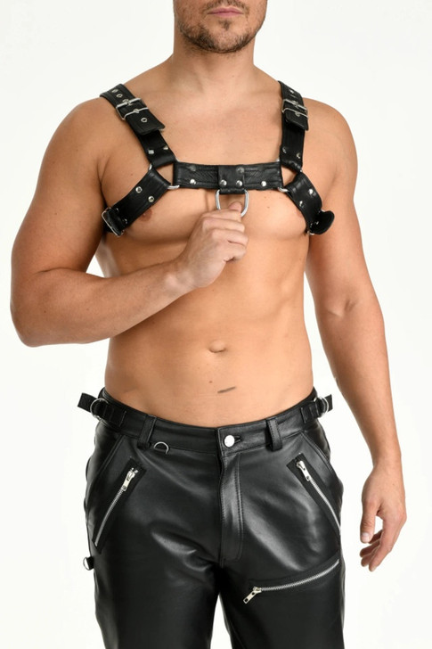 Leather Harness With Adjustable Bondage Belt Hr2
