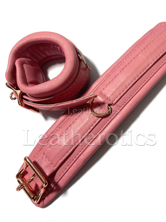 Real leather pink arm cuffs 2