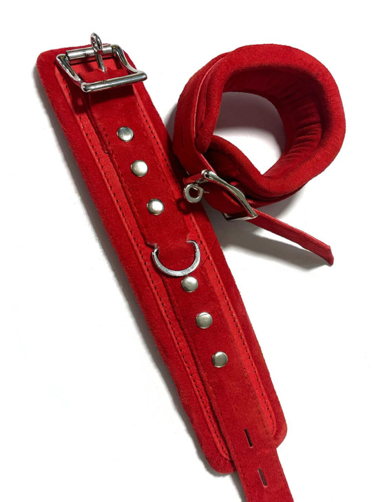 Red Suede Leather Arm Ankle Cuffs