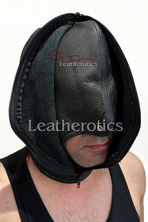 Leather Bondage Open Mouth Hood M5-NW