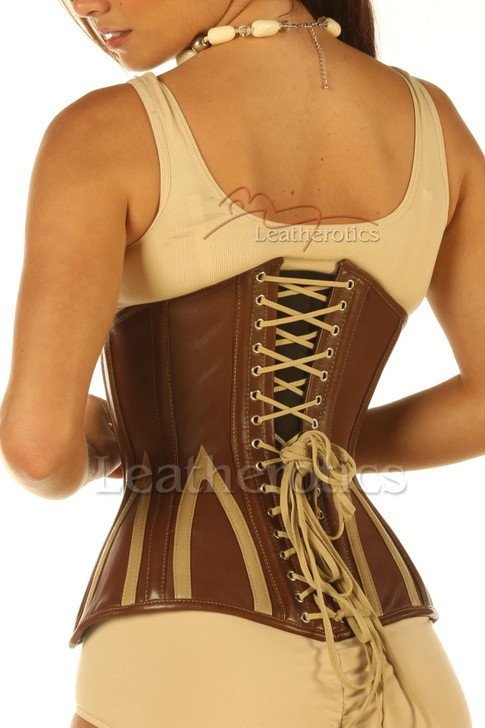 Leather Tan Brown Corset - side