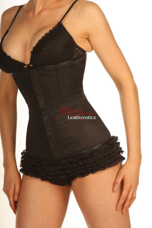 Black Longline Underbust Corset full steel boned - Front View