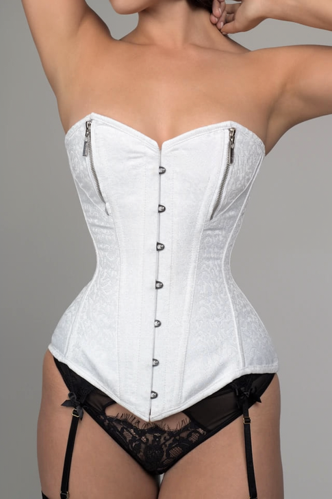 White Bridal Overbust Corset Steel Boned