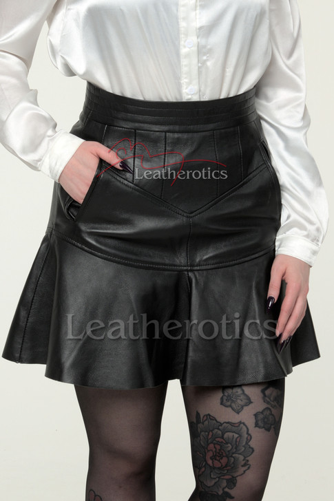 Leather skirt with flare , Made to order leather clothing