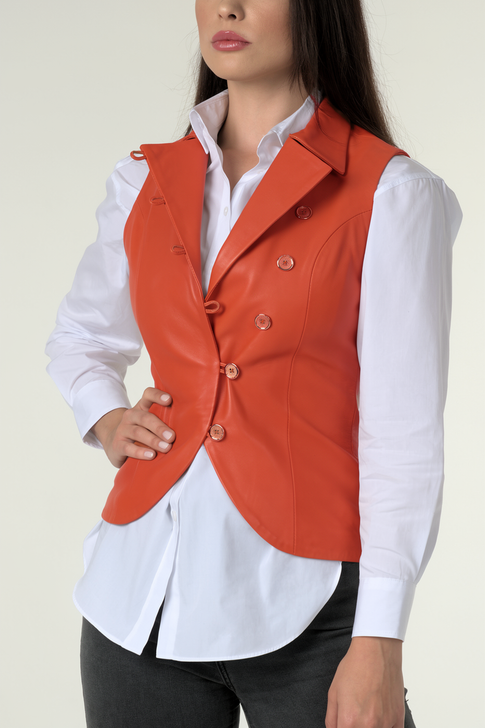 Rose Gold Leather Waistcoat Top
