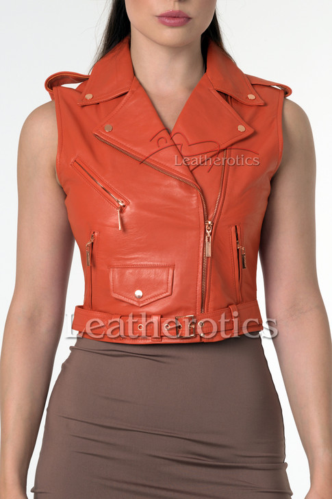 Sexy leather waistcoat -front
