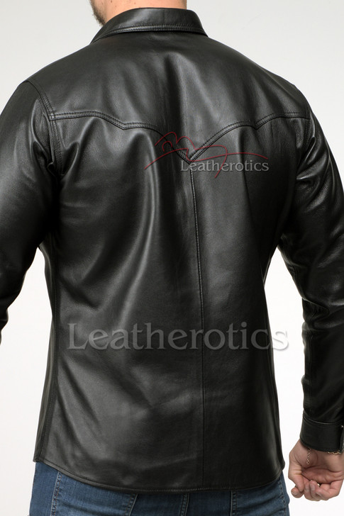 Men's Leather Shirt back view