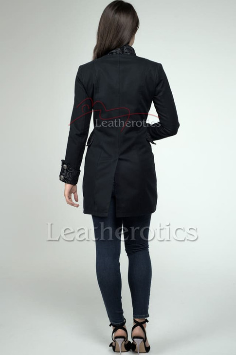 women's Military long coat - front view