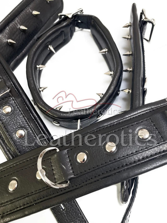 Locking Bondage Cuffs Wrist Ankle And Collar set 4