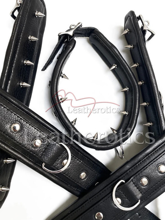 Leather Arm Cuff  Wrist Ankle cuffs And Collar set 5