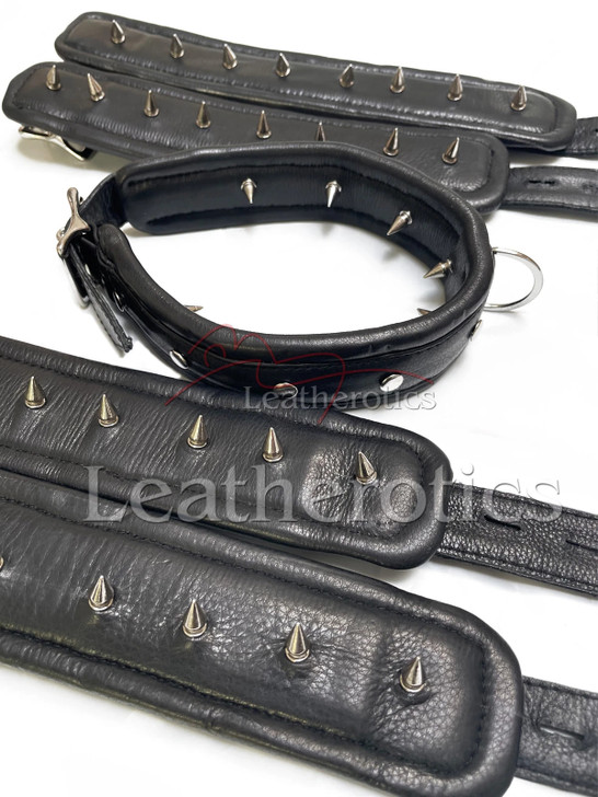 Bdsm Cuffs Black Wristcuffs Ankle And Collar set 2