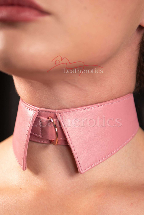 Leather BDSM Collar - pink
