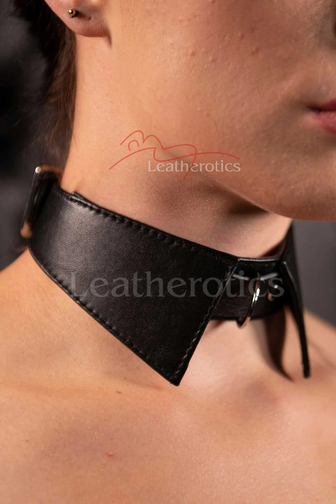 Leather BDSM Collar - front