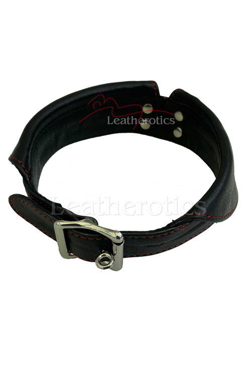 leather bondage collar - with lockable brass metal buckle