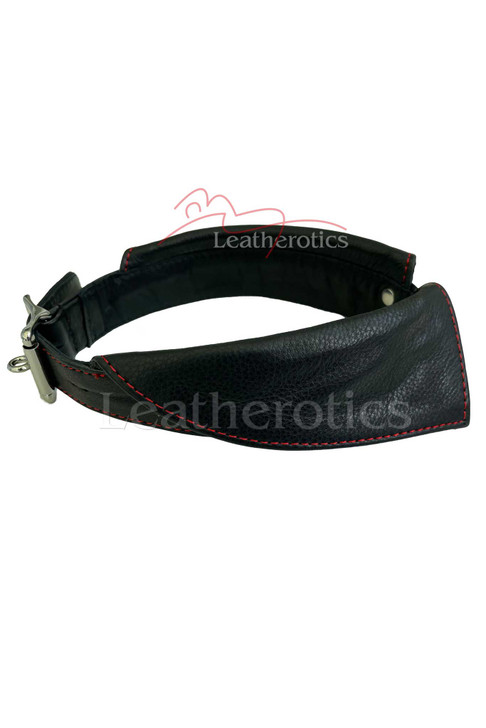 leather bondage collar - left view
