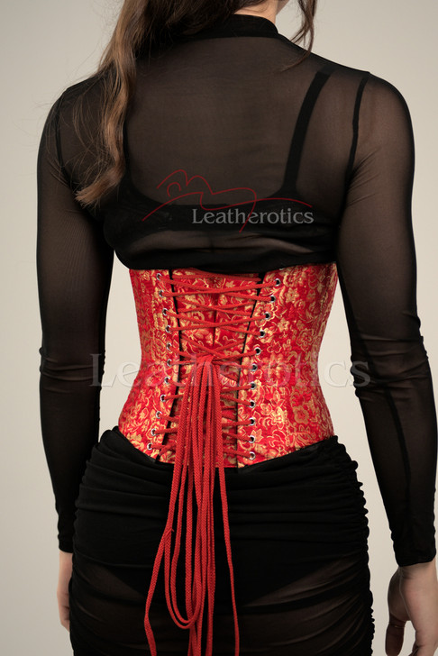 Floral silk corset red back