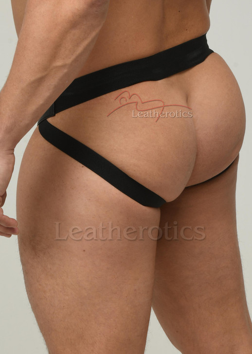 Perforated Black Leather Jock Pouch Underwear - back