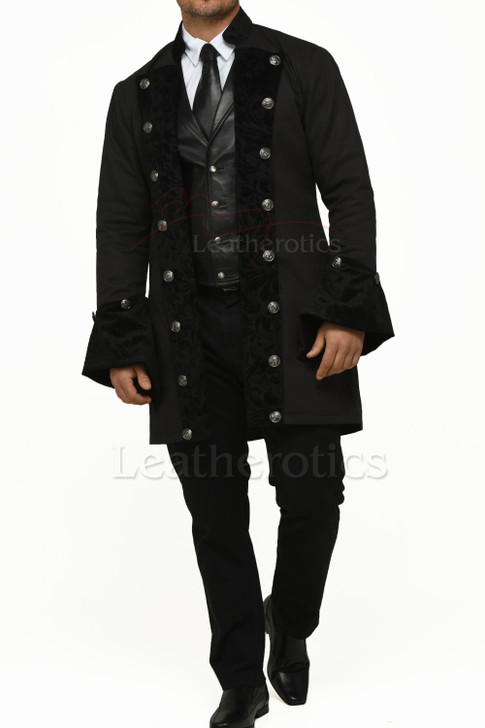 Victorian Coat Black Cotton - front