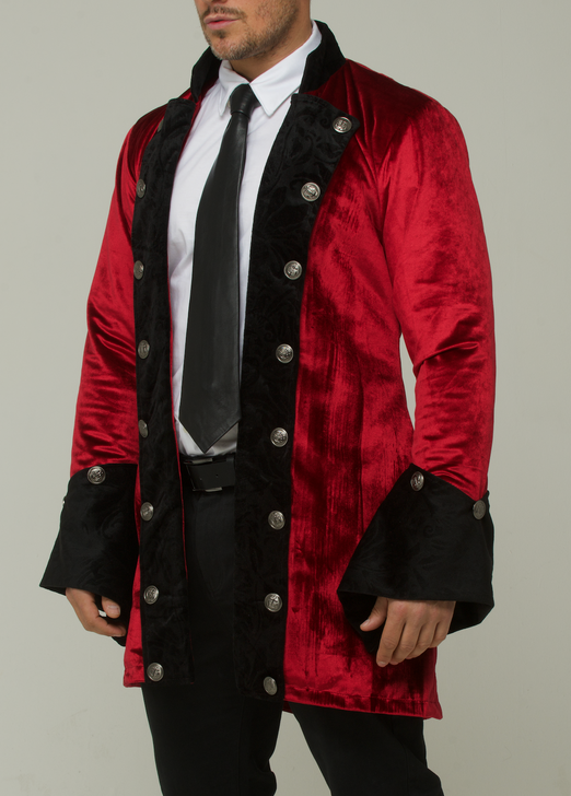 Mens Red Pirate Victorian coat Jacket