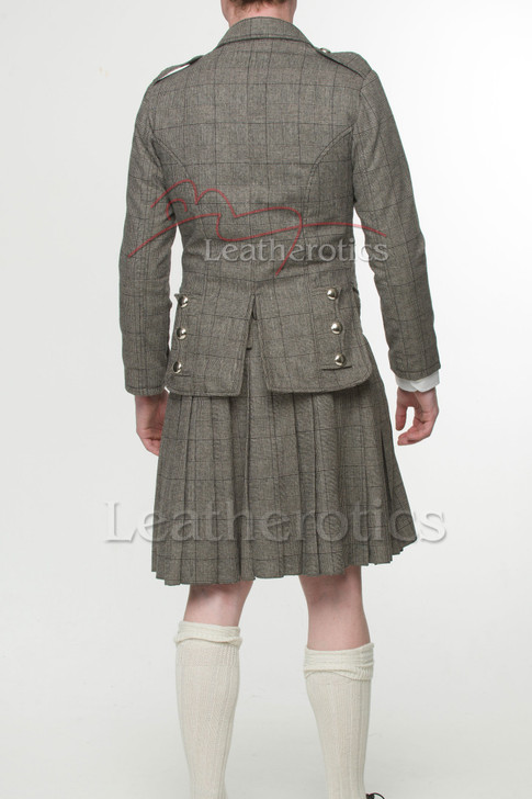 Tweed Wool Kilt Set Traditional Prince Charlie Jacket