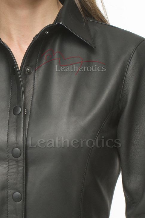 Ladies leather shirt - details