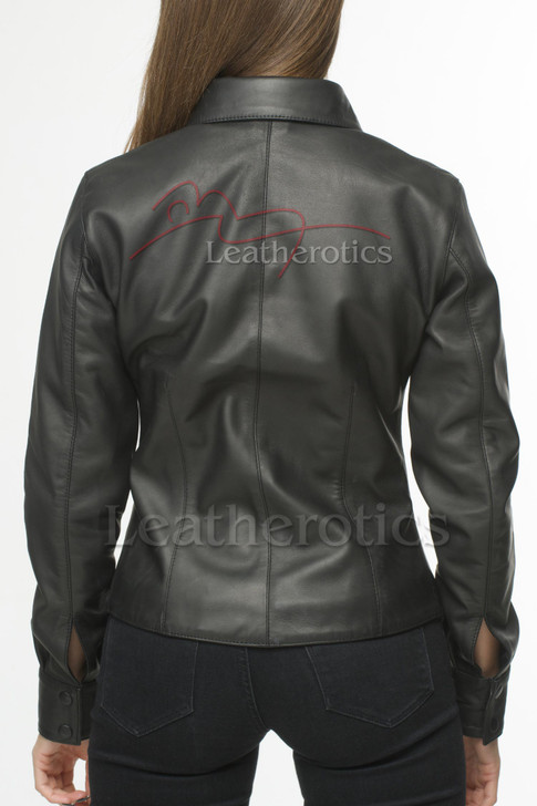 Women's leather shirt - back