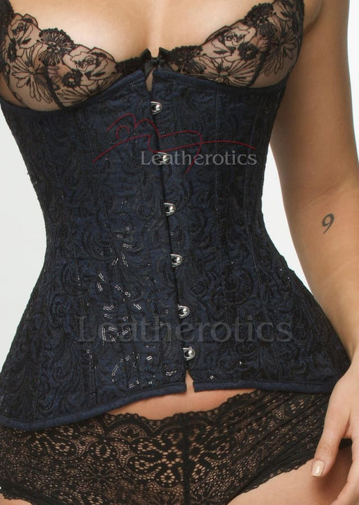 Embroidered Black Underbust - corset details