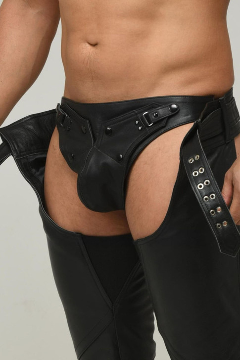 Men's Leather Jock Pouch Underwear 030