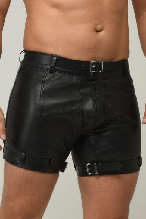Tight Fit Black Leather Shorts