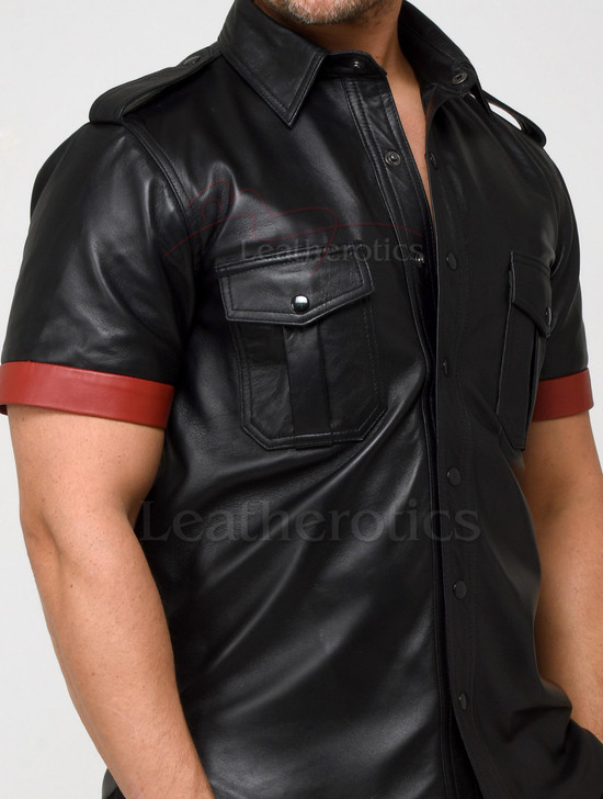 Tight Fit Leather Shirt - details
