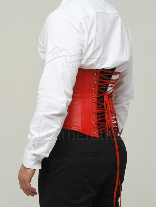 red leather corset back