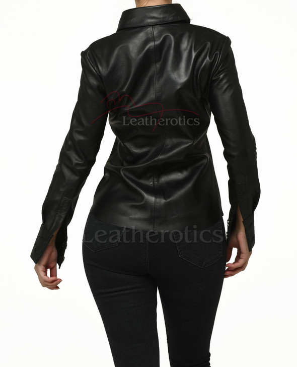Women's leather shirt - back
