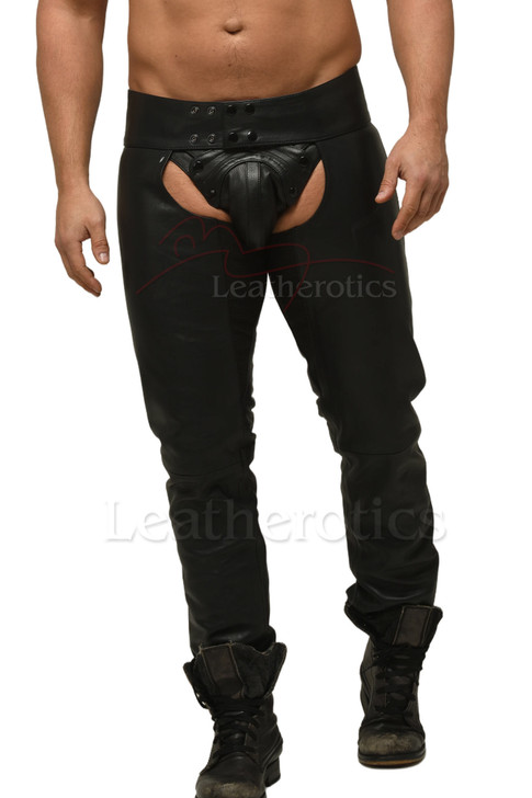 Real Leather Soft Assless Leather Chap - front