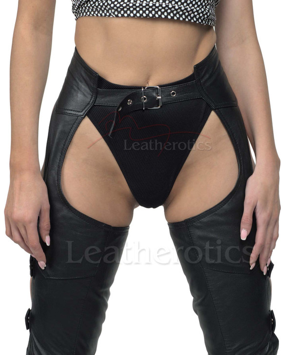 Open-Back Leather Chaps - front view