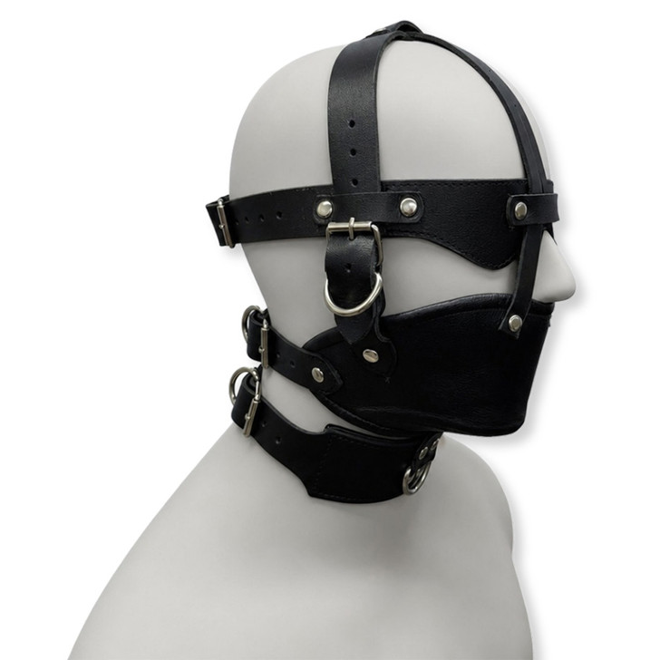 BDSM Leather Head Harness Hood