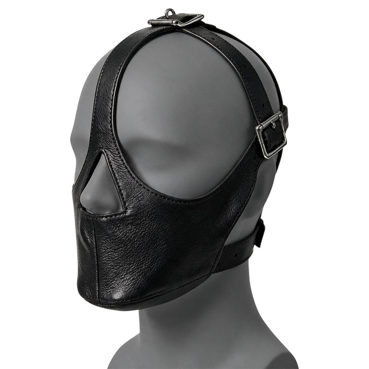 Sentinel Leather Muzzle Mask with Integrated Collar