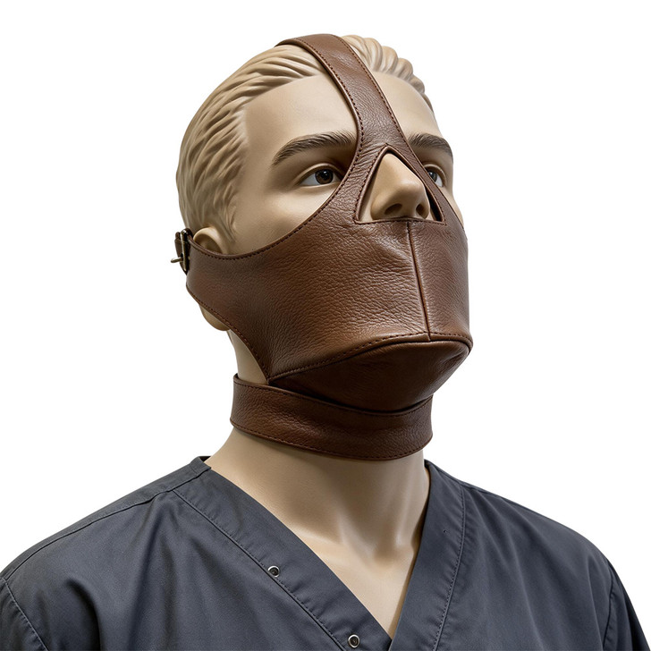 Real leather made muzzle face speech restriction play
