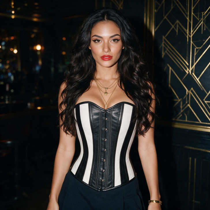 Full Grain Leather Corset Victorian Style Overbust 1252B