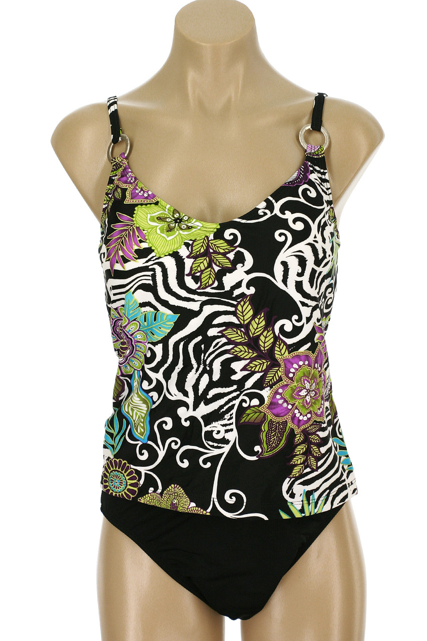 TKR7 TANKINI WITH SHELF BRA Floral Safari SLK