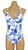 195 Halter One Piece With Soft Cups Criss Cross Back "Blue Hawaii" NNY NWI