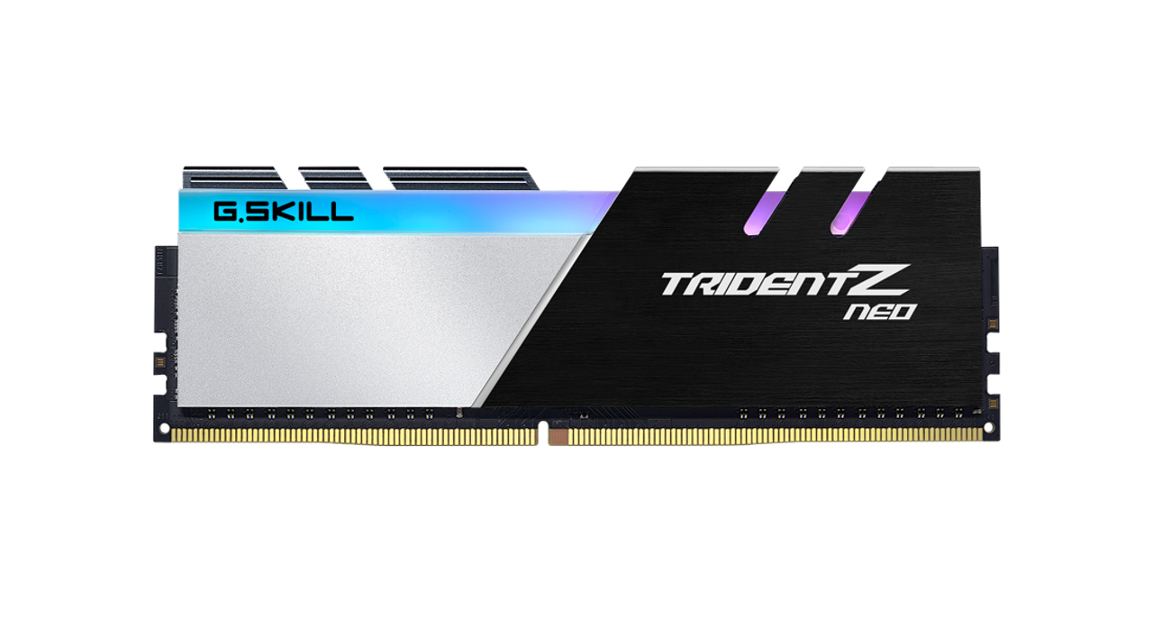 G.Skills Trident Z Neo 32GB (2x16GB) PC4-25600 DDR4-3200MHz 288 Pin DIMM gaming ram memory_left side lights