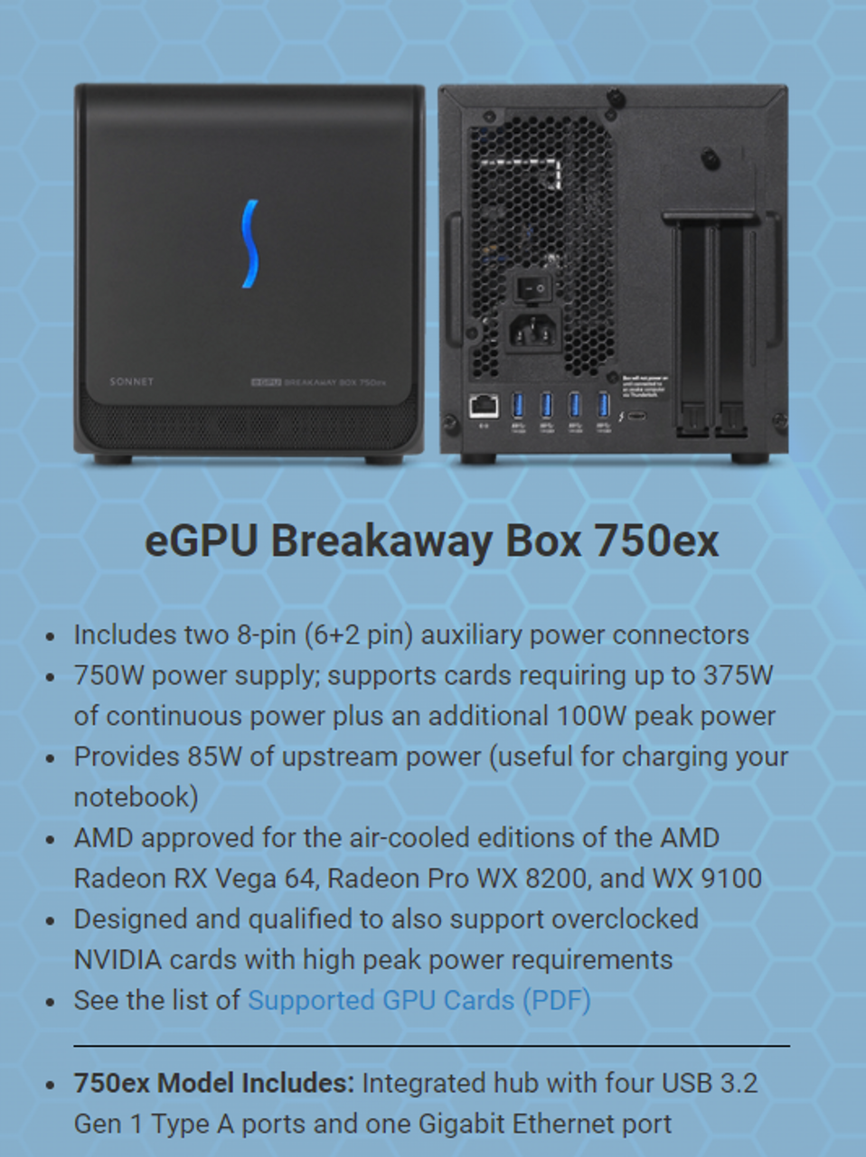 Sonnet eGPU Breakaway Box 750ex (eGPU Expansion System)_ports