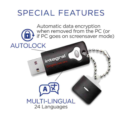 Integral Crypto Dual Flash Drive Fips 140-2 Encrypted USB 3.0