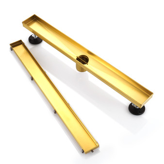 BOANN 24 Inch 304 Stainless Steel Rectangular Linear Shower Floor Drain in Gold